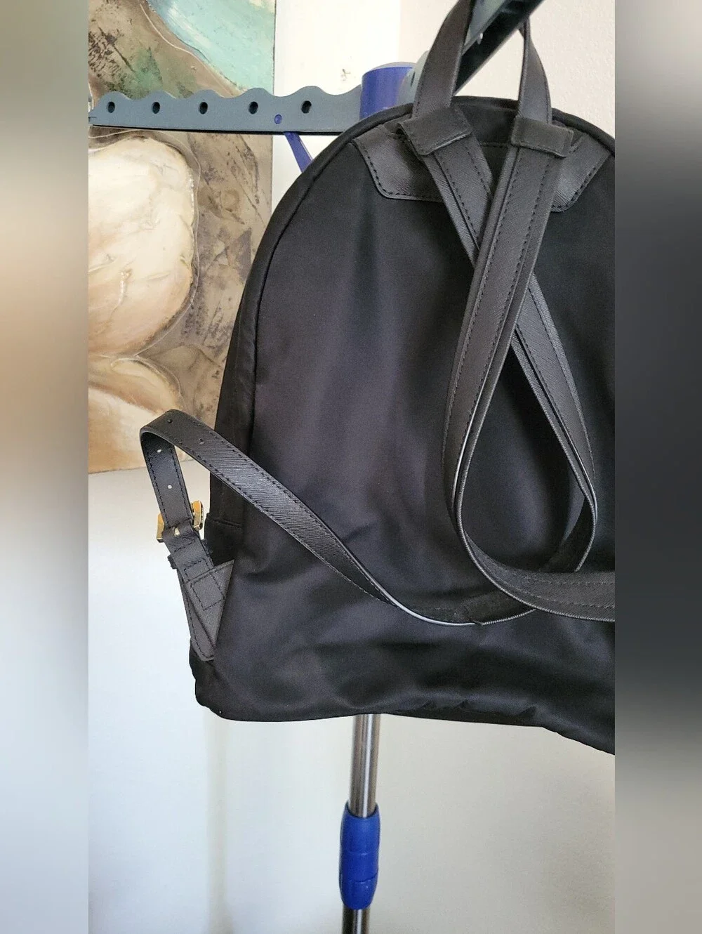 Michael Kors Black Nylon Backpack with Gold Accents